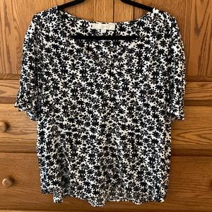 LOFT Black and White Blouse Size M